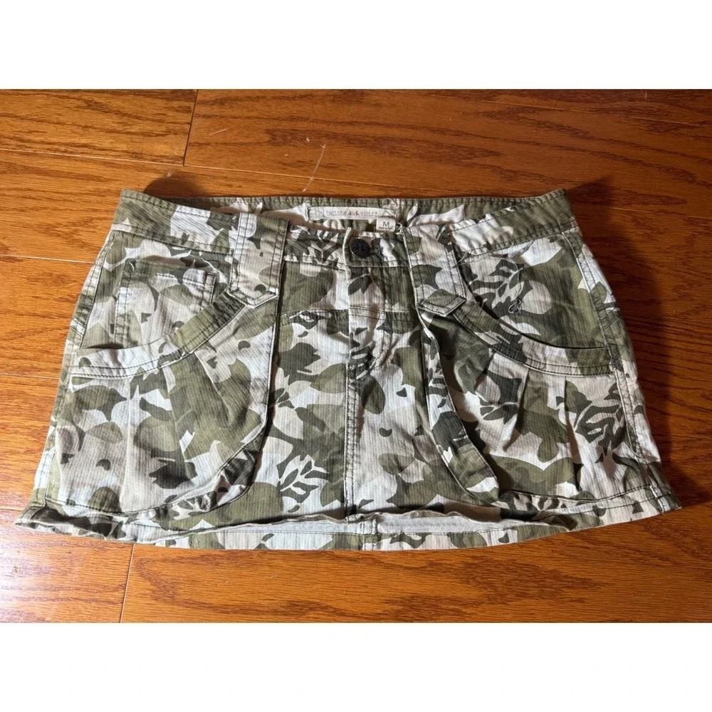 Chelsea & Violet Camo Miniskirt Vintage Y2K Green Utility Cotton Skirt AC02716 M